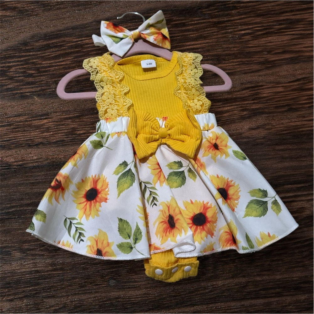 Sunflower Baby Dress with Bow